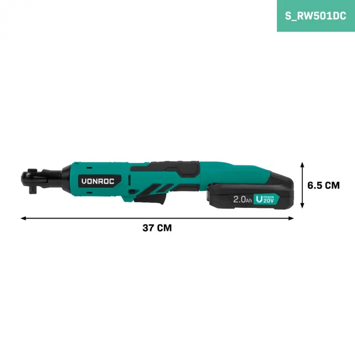 ACCU RATELSLEUTEL  20V  50NM – INCL. 8DELIGE DOPPENSET | INCL. 2.0AH ACCU EN SNELLADER
