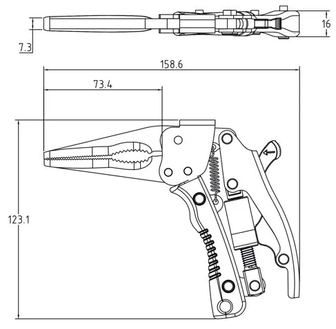 Griptang langbek met pistoolgreep 170 mm