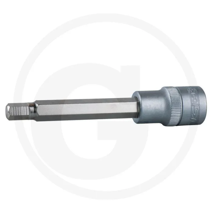 KS TOOLS 1/2" BITDOPSLEUTEL VOOR BINNENZESKANTSCHROEVEN, LANG, 19 MM  SUPER CHROOMVANADIUMSTAAL, MAT VERCHROOMD