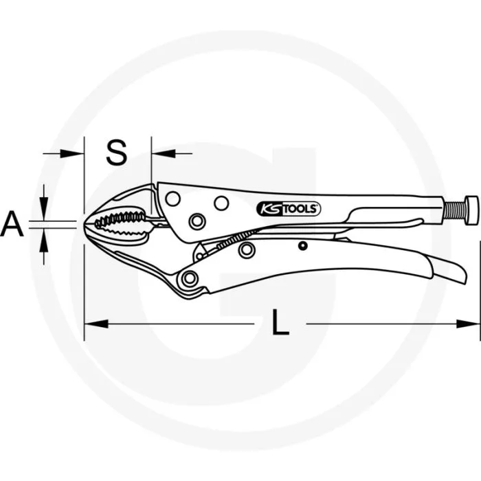 KS TOOLS GRIPTANG RECHTE BEKKEN, 45,5 MM, L: 250 MM  SPANCAPACITEIT 045,5 MM