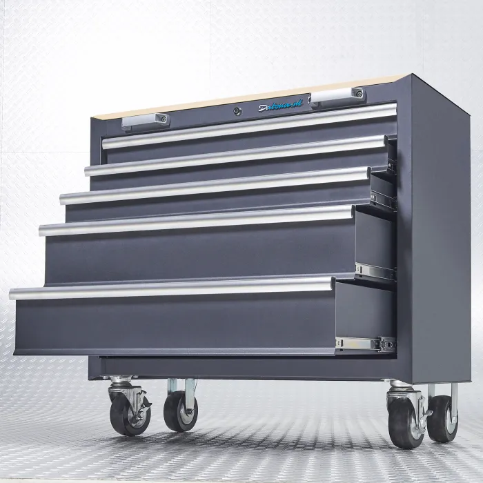WERKBANK PRO  EIKEN WERKBLAD  GEREEDSCHAPSWAGEN  150 CM  ZWART